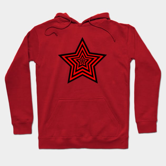 Black and Red Star illusion Hoodie by ArianJacobs